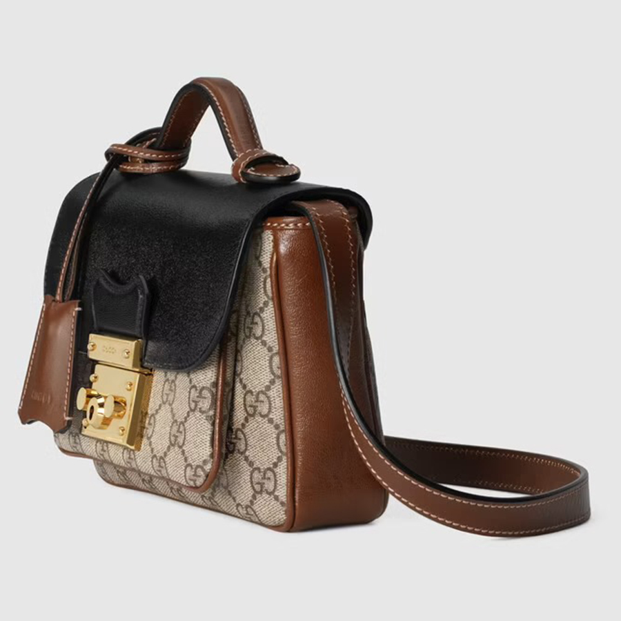 Túi Đeo Chéo Gucci Padlock Mini GG Supreme Canvas ‎658487-2ZGAG-9785 Màu Nâu Đen