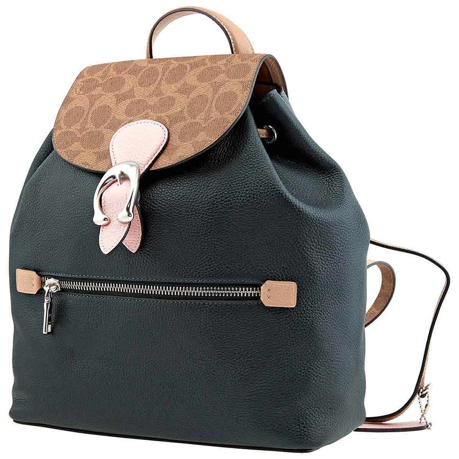 Balo Coach Ladies Signature Evie Backpack In Dark Green 4149 LHQ64 Màu Xanh Nâu