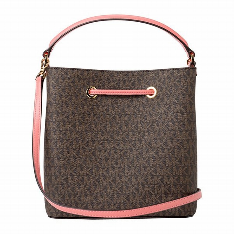 Túi Đeo Chéo Michael Kors MK Suri 35T0GU2C5B Powder Brush Pickpocket Signature Large Bucket Màu Nâu - Hồng Cam Size 22