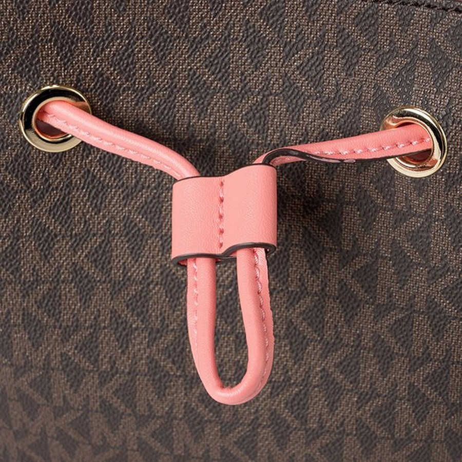 Túi Đeo Chéo Michael Kors MK Suri 35T0GU2C5B Powder Brush Pickpocket Signature Large Bucket Màu Nâu - Hồng Cam Size 22