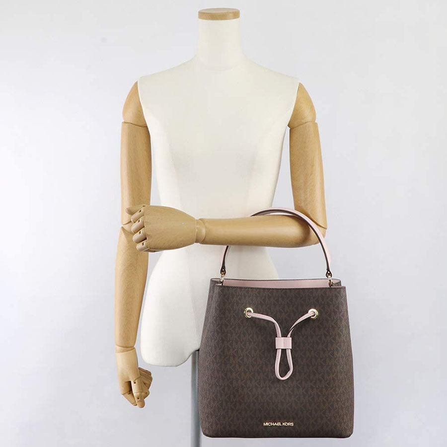 Túi Đeo Chéo Michael Kors MK Suri 35F0GU2M7B Powder Brush Pickpocket Signature Large Bucket Màu Nâu - Hồng Size 25