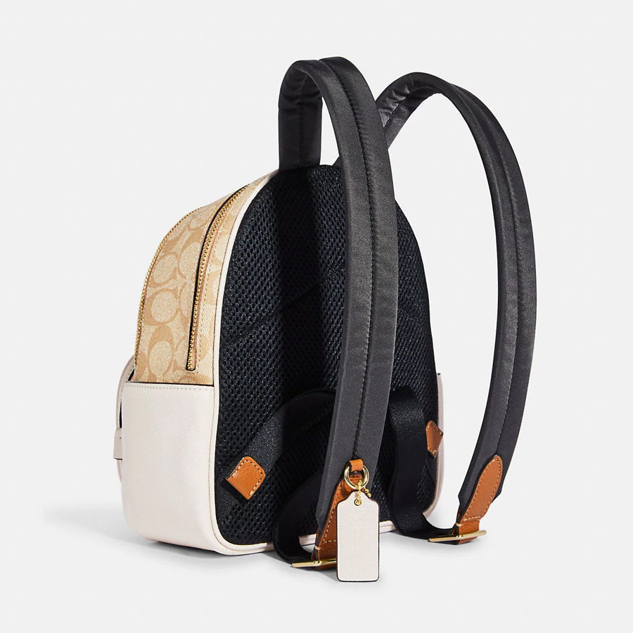 Balo Coach Mini Court Backpack In Signature Canvas With Pear C8258 Màu Be Trắng