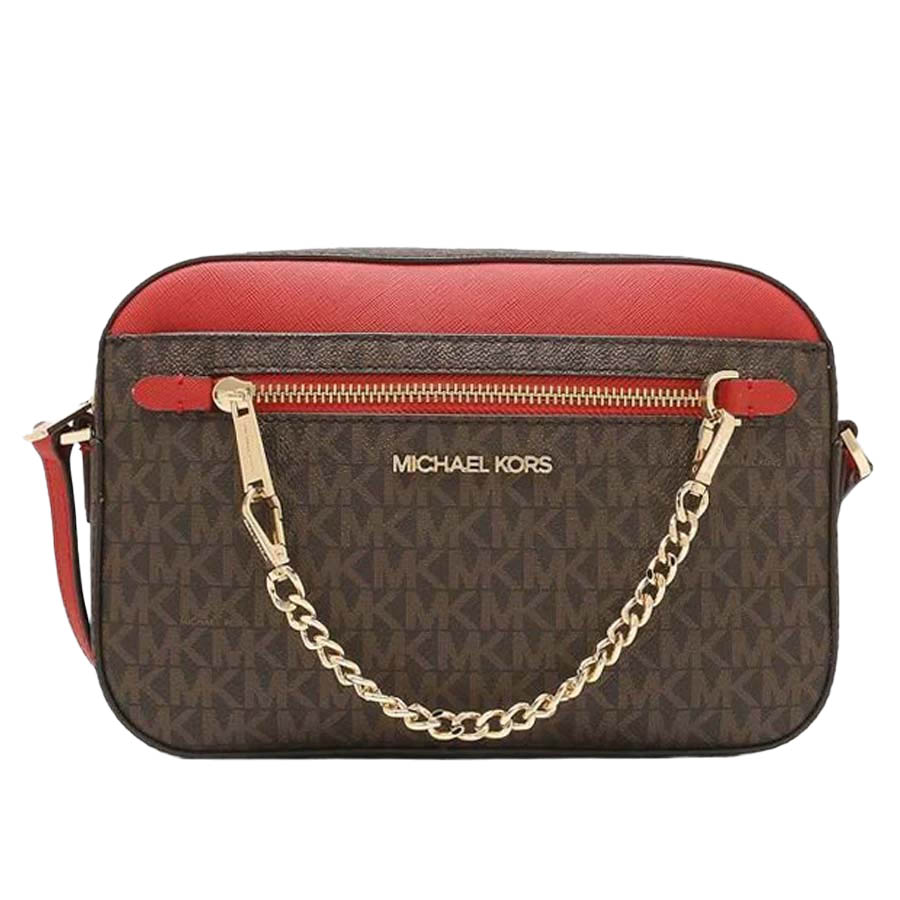 Túi Đeo Chéo Michael Kors MK Large Jet Set Item 35S1GTTC9B EW Chain Crossbody Bag In Brown Acorn Màu Nâu - Đỏ