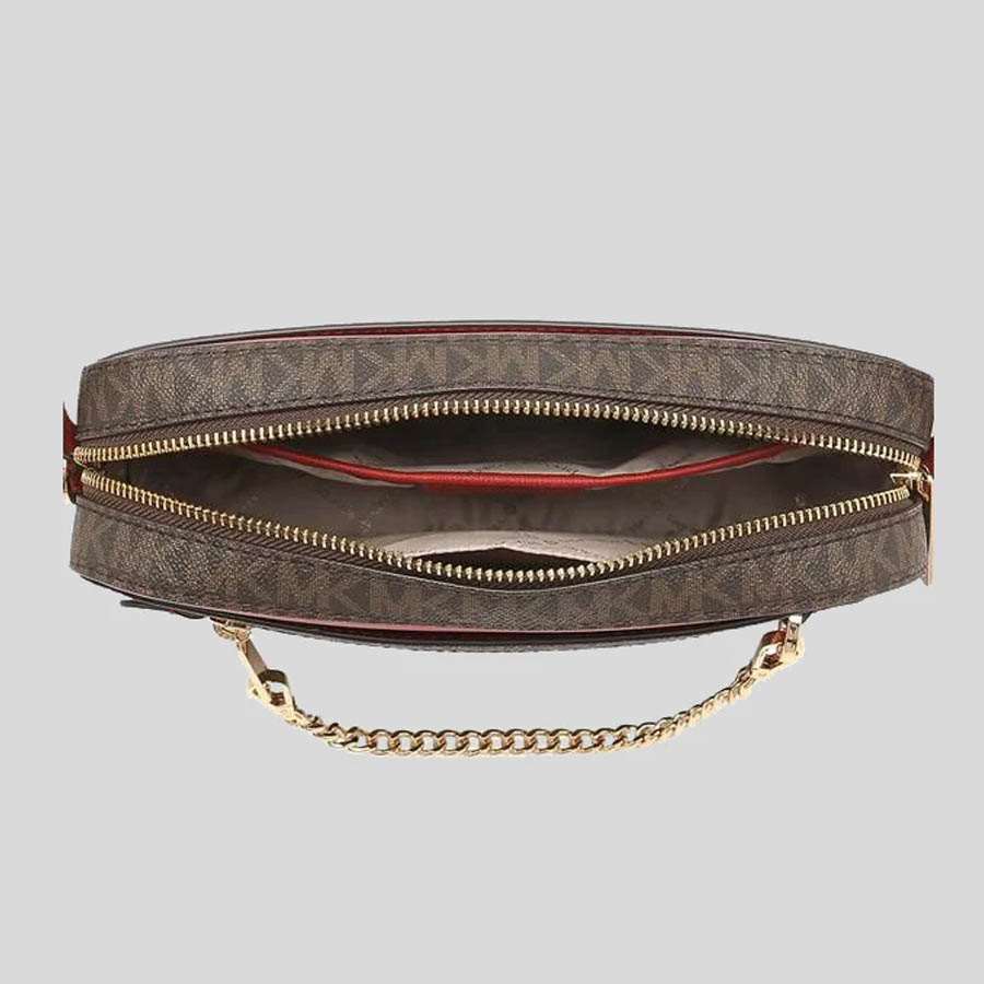 Túi Đeo Chéo Michael Kors MK Large Jet Set Item 35S1GTTC9B EW Chain Crossbody Bag In Brown Acorn Màu Nâu - Đỏ