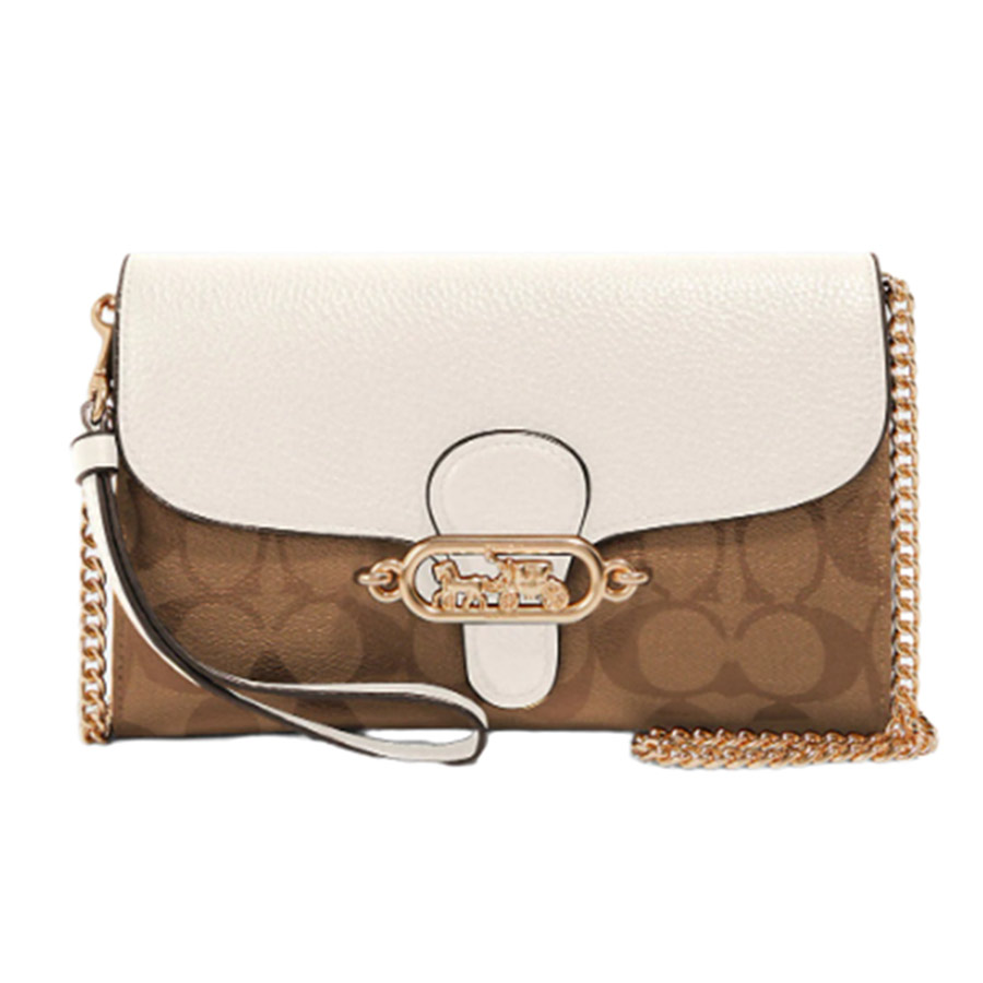 Túi Đeo Chéo Coach Jade Chain Crossbody In Signature Canvas 88101 Màu Nâu Trắng