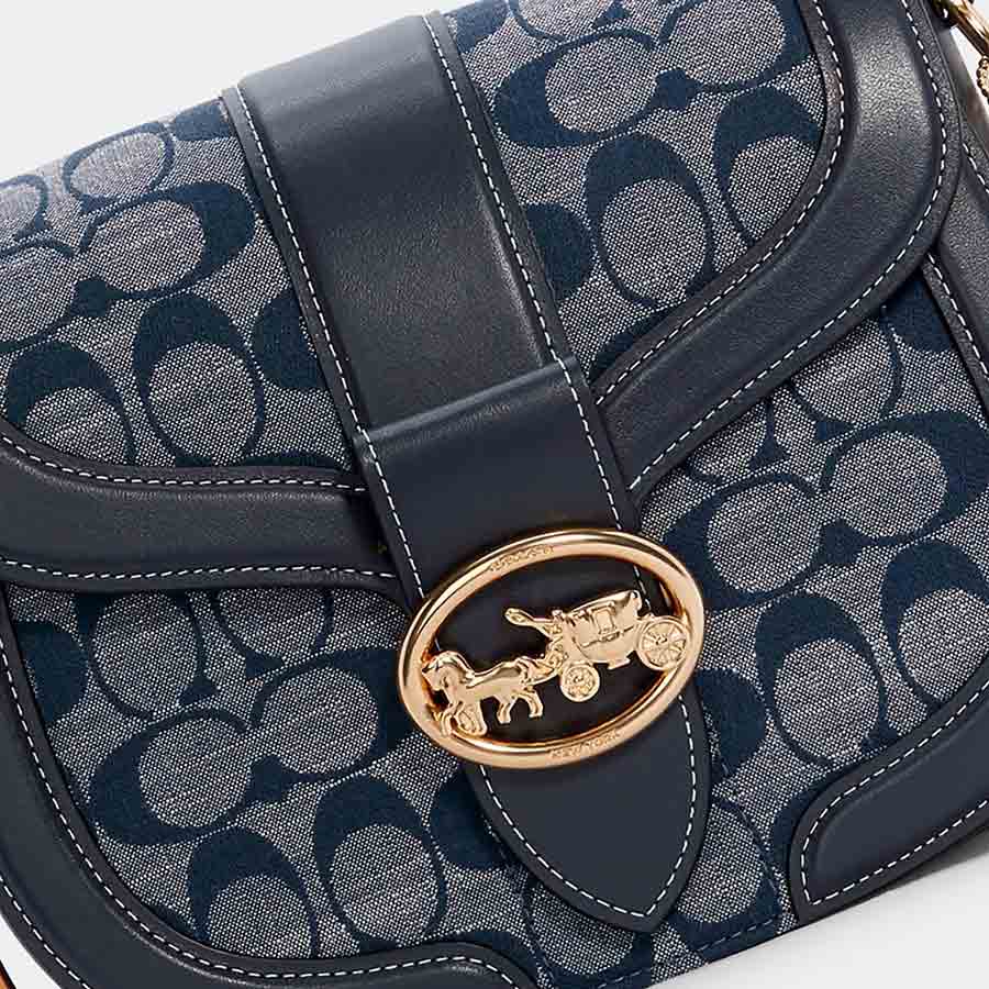 Túi Đeo Chéo Coach Georgie Saddle Bag In Signature Chambray C4066 Màu Xanh Navy