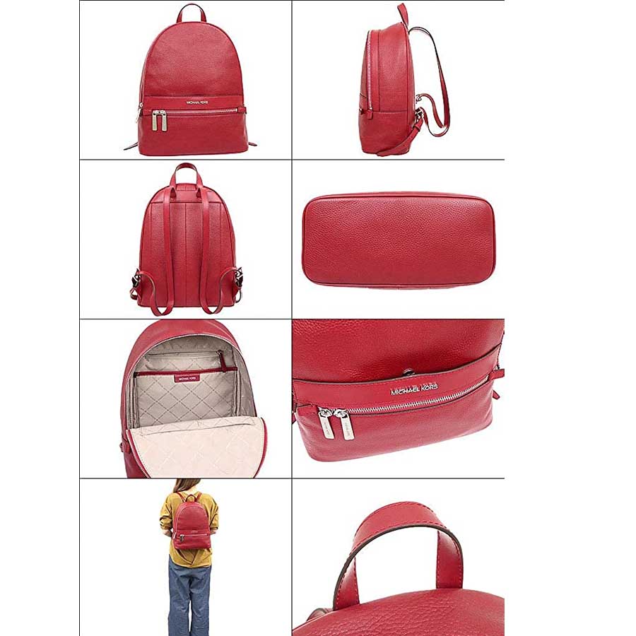 Balo Michael Kors MK Kenly Scarlet Leather Large Backpack Red 35S0SY9B7L Màu Đỏ
