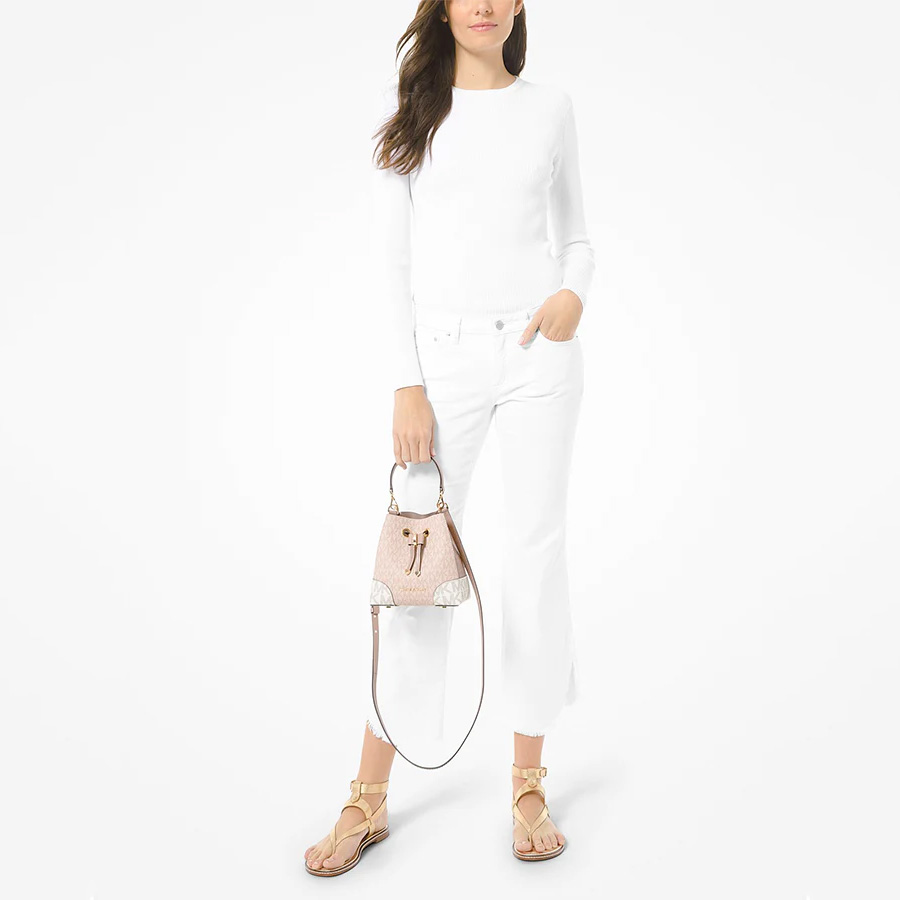 Túi Đeo Chéo Michael Kors MK Mercer Gallery Bucket Logo 32S0GZ5C0V Màu Hồng Nhạt