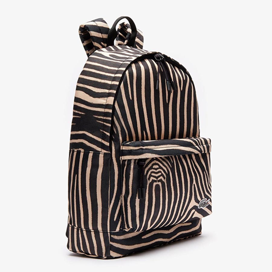 Balo Lacoste Men's x National Geographic Animal Print Backpack NH3344XM.G10 Màu Đen Sọc Be