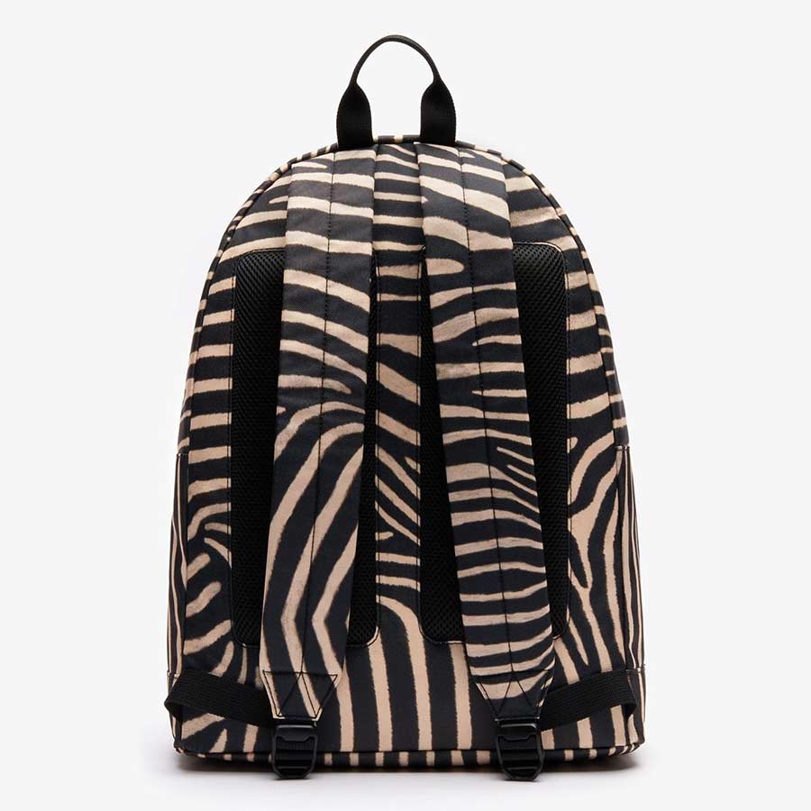 Balo Lacoste Men's x National Geographic Animal Print Backpack NH3344XM.G10 Màu Đen Sọc Be