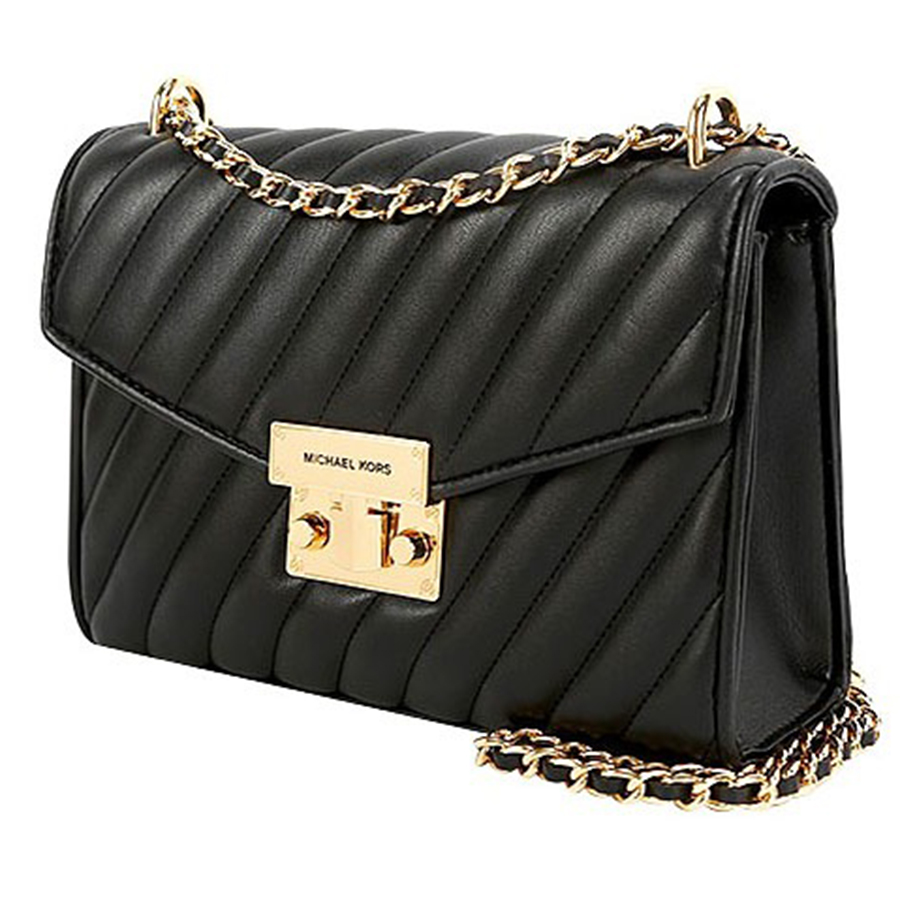 Túi Đeo Chéo Michael Kors MK Crossbody Bag Rose Medium Qulited Shoulder Bag Black 35T0GXOL2U Màu Đen
