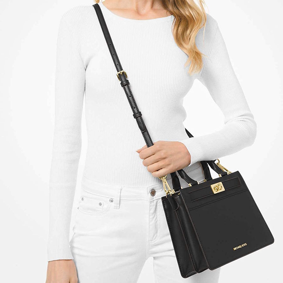 Túi Đeo Chéo Michael Kors MK Tatiana Medium Satchel Negro 35T0GT0M80 Màu Đen