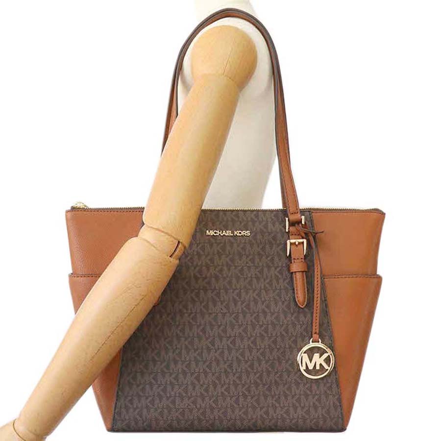 Túi Tote Michael Kors MK Charlotte Large Top Zip Tote Brown 35T0GCFT3B Màu Nâu Đen