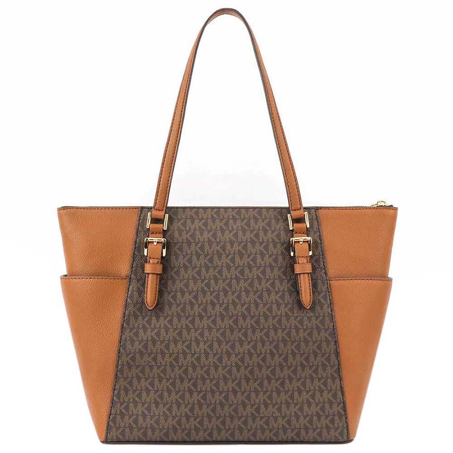 Túi Tote Michael Kors MK Charlotte Large Top Zip Tote Brown 35T0GCFT3B Màu Nâu Đen