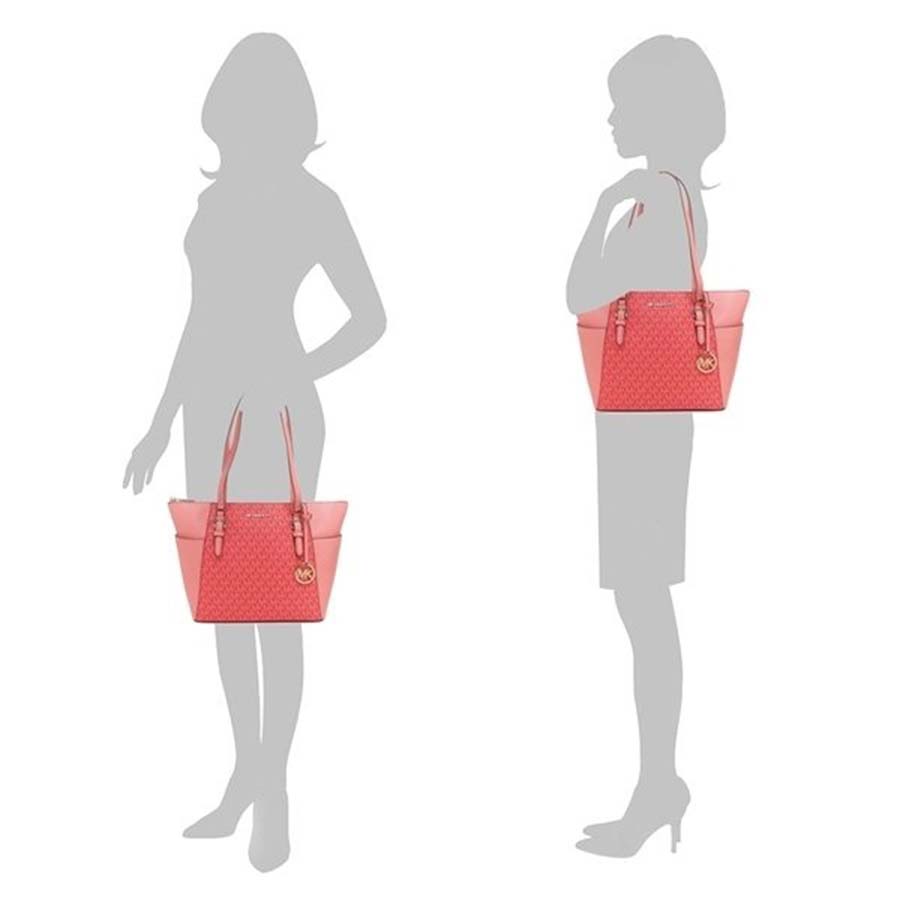 Túi Tote Michael Kors MK Outlet Bag Charlotte Red Ladies 35T0GCFT3B Màu Hồng Đỏ