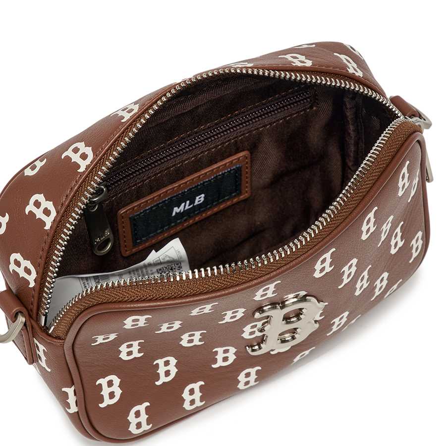 Túi Đeo Chéo MLB Classic Monogram PU Emboss Mini Cross Bag Boston Red Sox 3ACRS092N-43BRD Màu Nâu