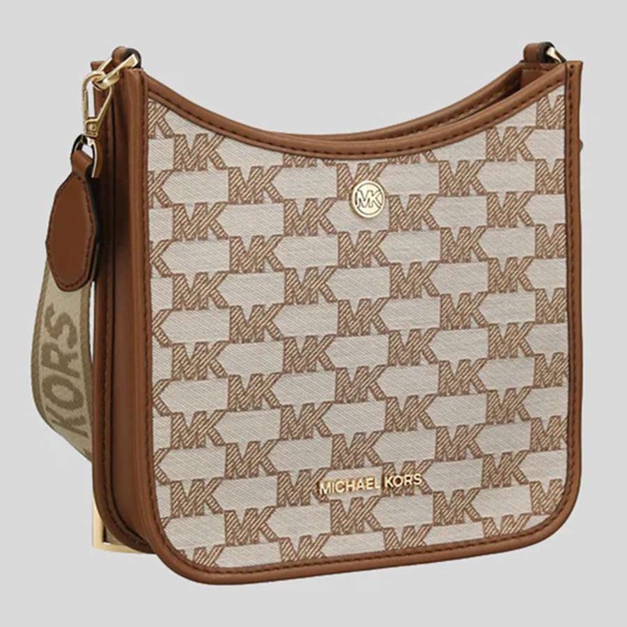 Túi Đeo Chéo Michael Kors MK Briley Small Logo Messenger Bag Luggage Multi 35S2G7BM1J Màu Nâu Be