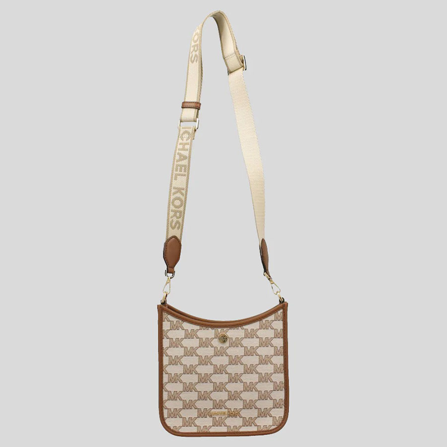 Túi Đeo Chéo Michael Kors MK Briley Small Logo Messenger Bag Luggage Multi 35S2G7BM1J Màu Nâu Be
