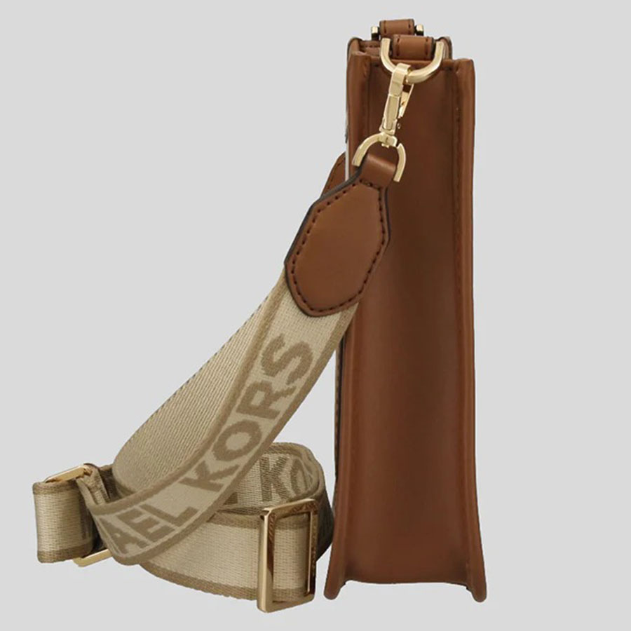 Túi Đeo Chéo Michael Kors MK Briley Small Logo Messenger Bag Luggage Multi 35S2G7BM1J Màu Nâu Be