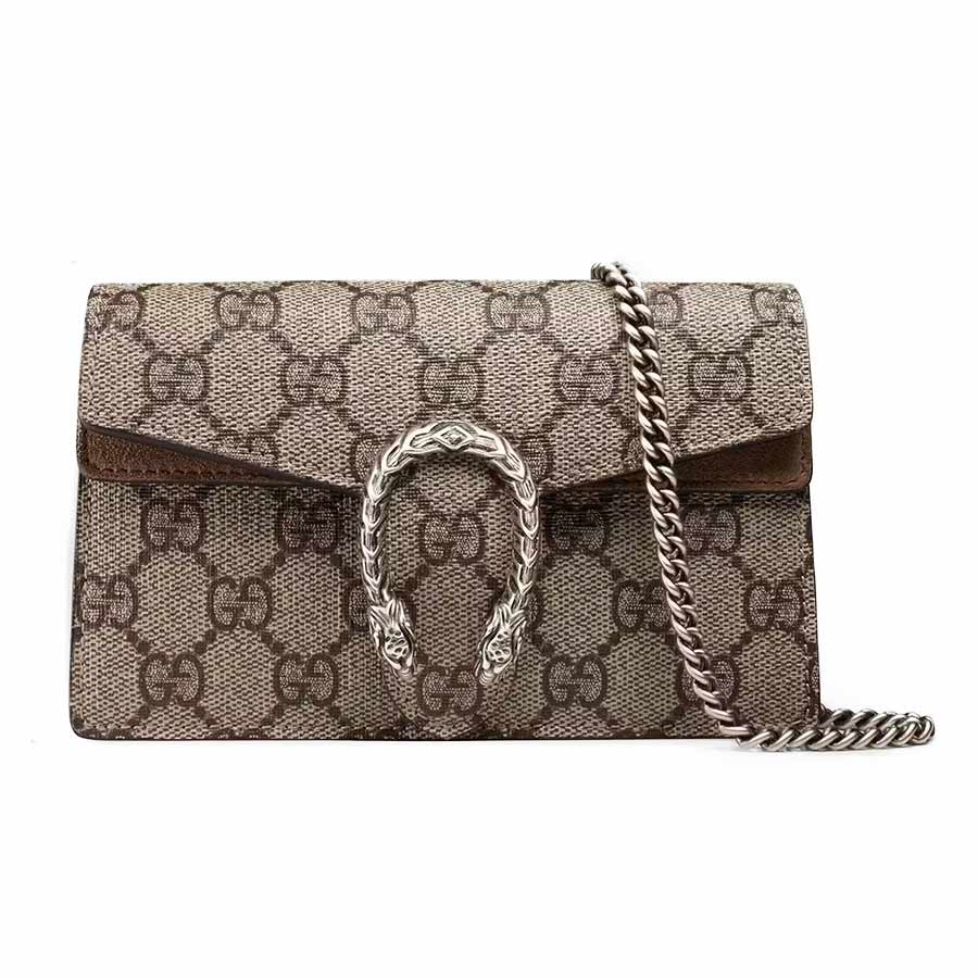 Túi Đeo Chéo Gucci Dionysus GG Supreme Super Mini Bag Màu Nâu Be