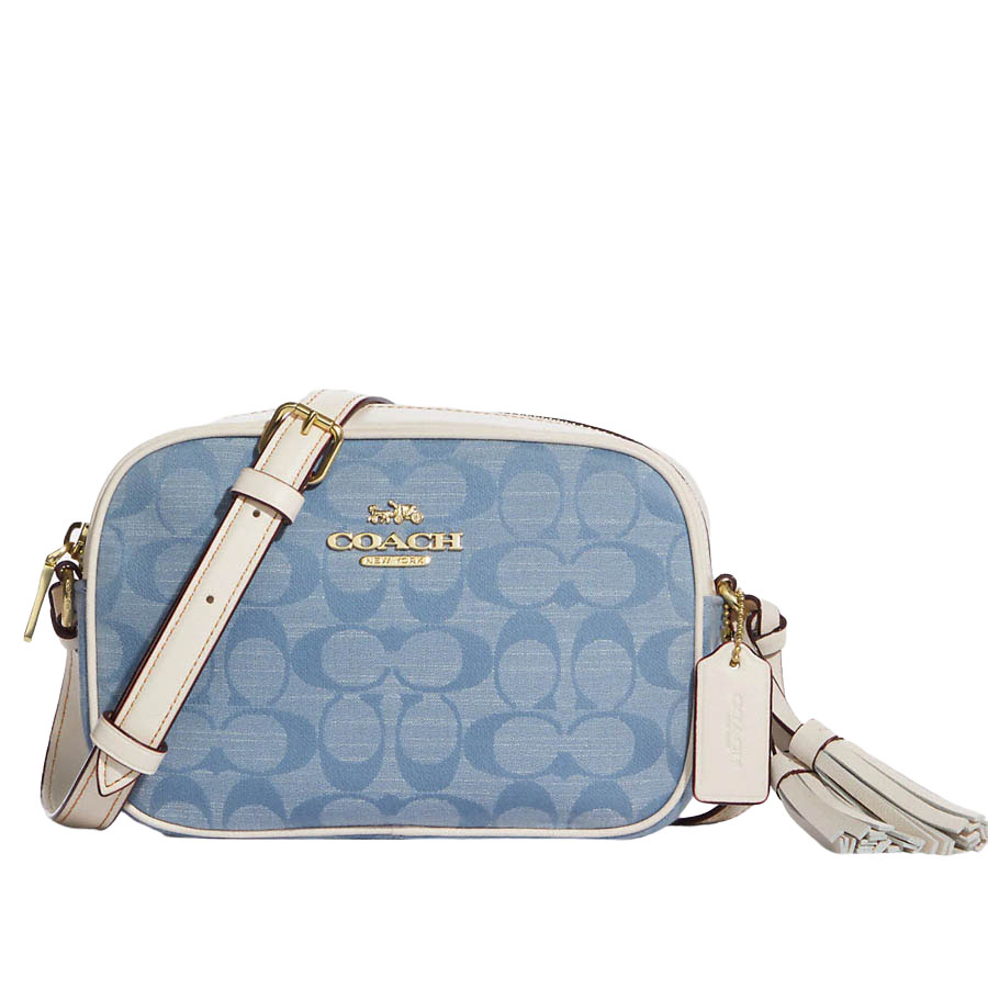 Túi Đeo Chéo Coach Mini Jamie Camera Bag In Signature Chambray Màu Xanh Phối Trắng
