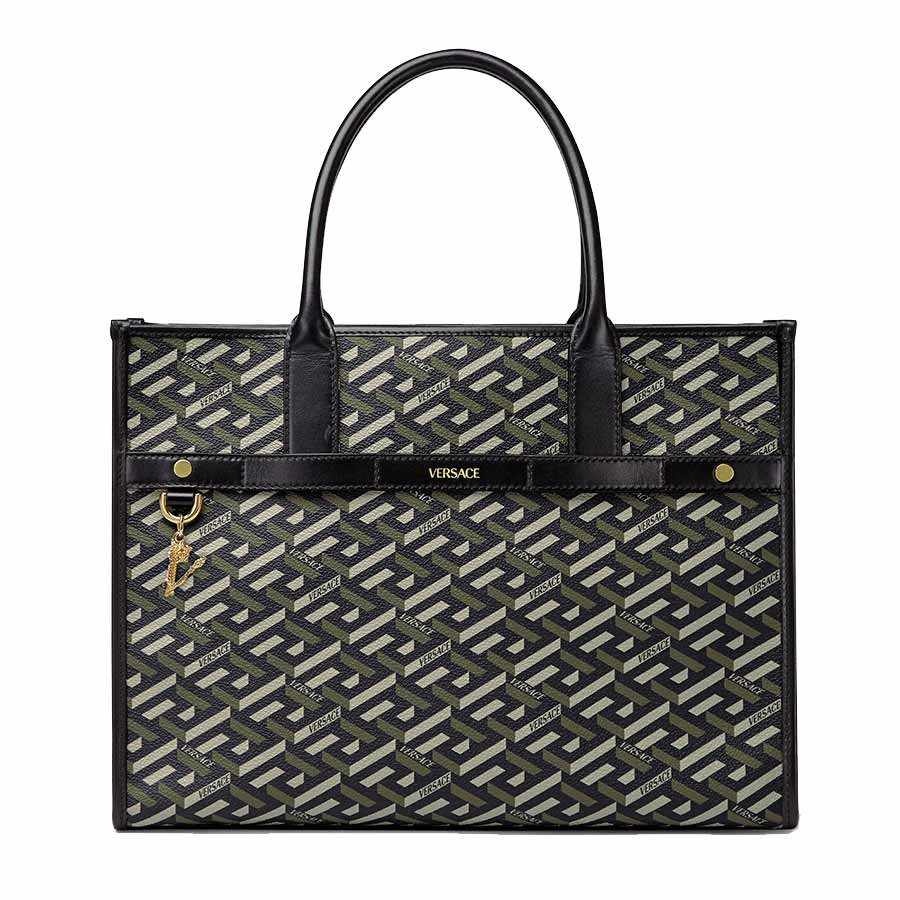 Túi Xách Versace La Greca-Print Tote Bag Màu Đen Xanh