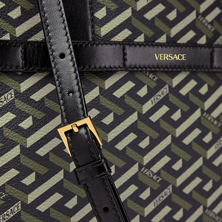 Túi Xách Versace La Greca-Print Tote Bag Màu Đen Xanh