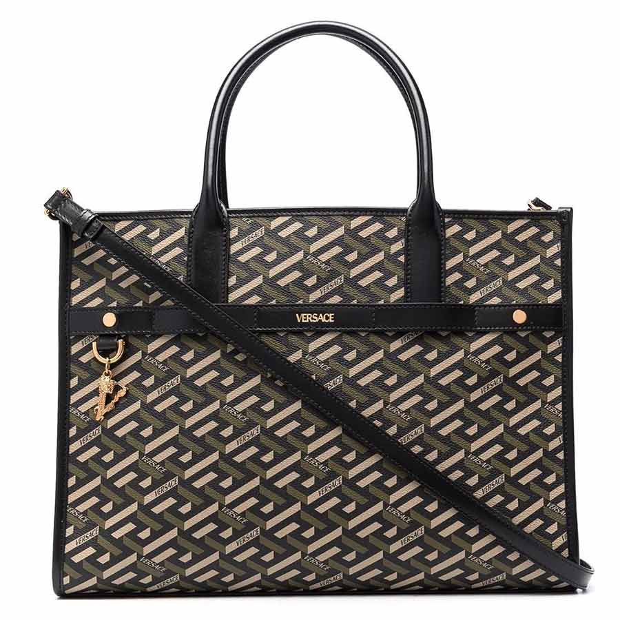 Túi Xách Versace La Greca-Print Tote Bag Màu Đen Xanh