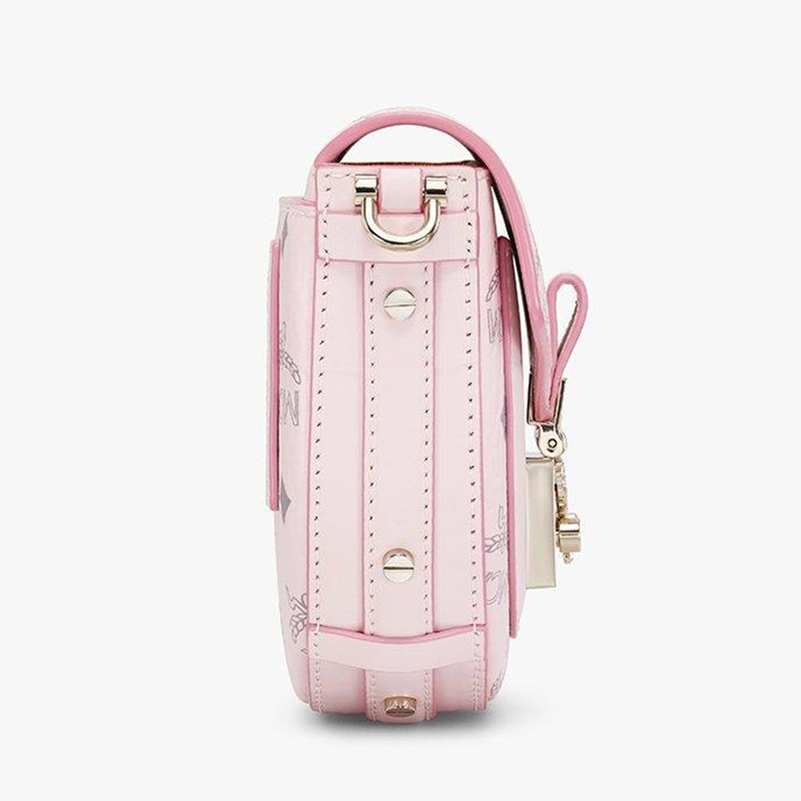 Túi Đeo Chéo MCM Tracy Round Crossbody In Visetos Màu Hồng