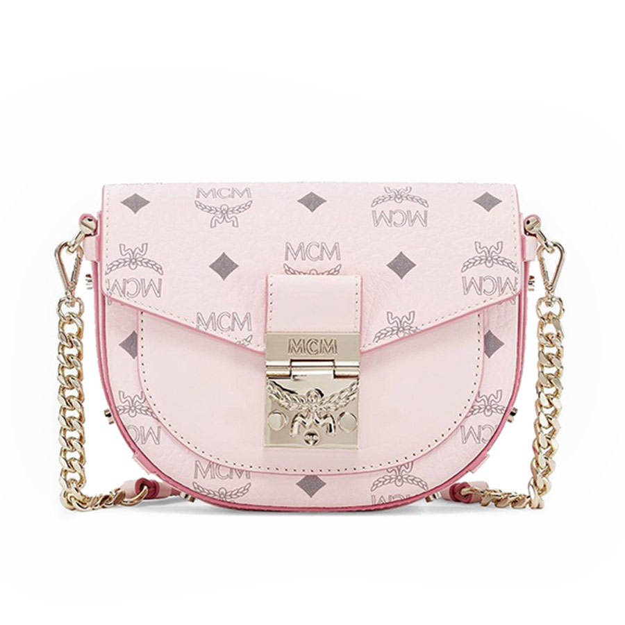 Túi Đeo Chéo MCM Tracy Round Crossbody In Visetos Màu Hồng