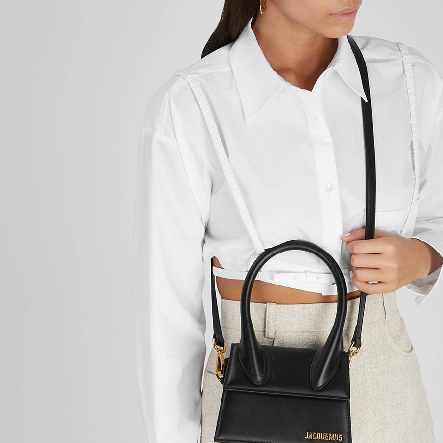 Túi Xách Jacquemus Le Chiquito Moyen Black Leather Top Handle Bag Size 18 Màu Đen