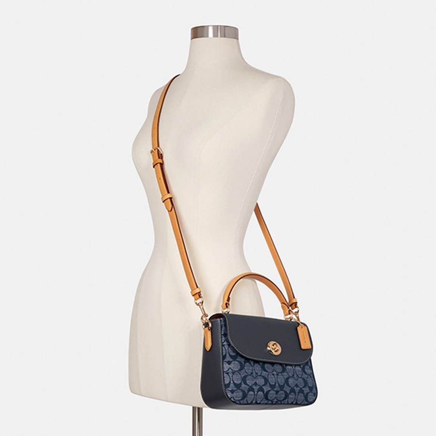 Túi Đeo Chéo Coach Marlie Top Handle Satchel In Signature Chambray C4921 Màu Xanh Navy Size 24