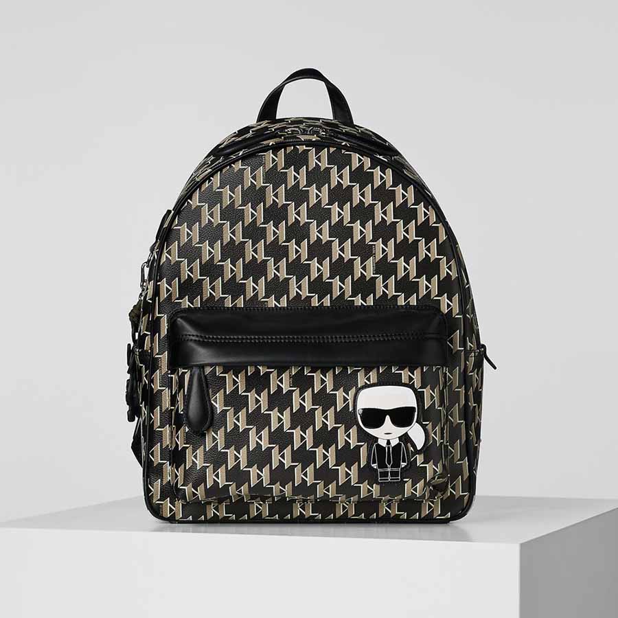 Balo Karl Lagerfeld K/Ikonik Monogram Backpack With Karlimal Charm Màu Đen