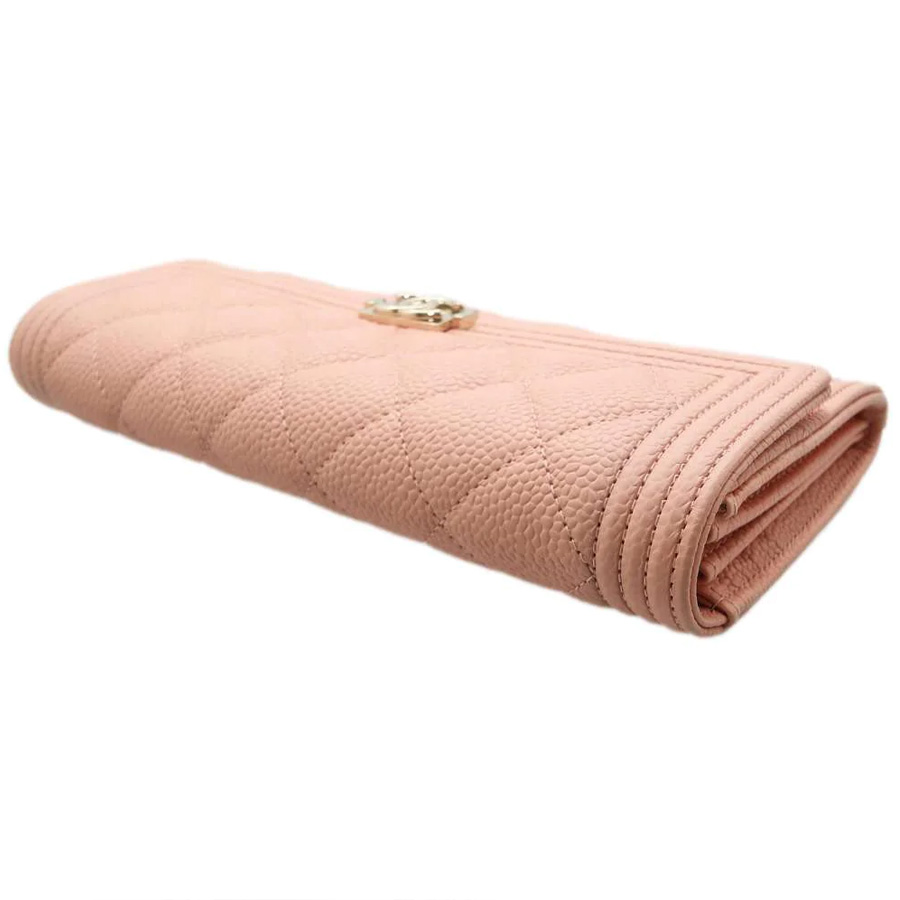 Ví Chanel Dáng Dài Boy Long Flap Wallet Pink A80286 Caviar Leather Màu Hồng
