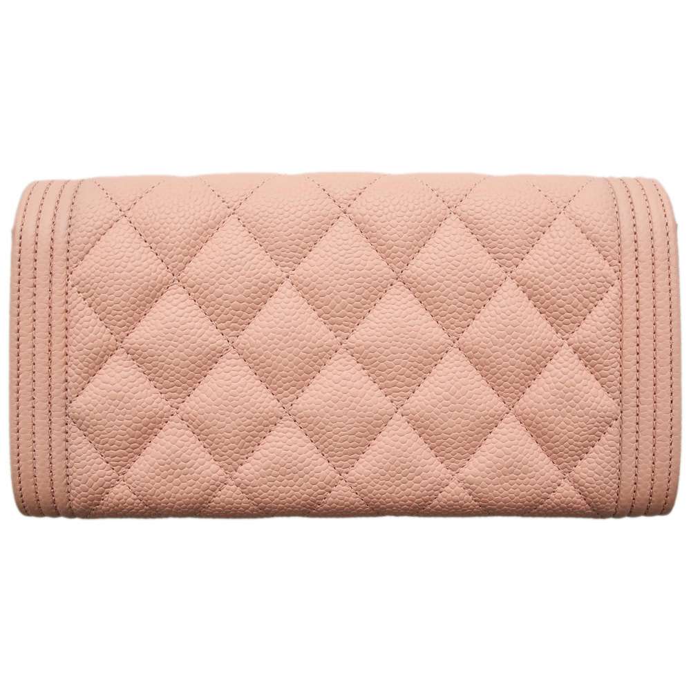 Ví Chanel Dáng Dài Boy Long Flap Wallet Pink A80286 Caviar Leather Màu Hồng
