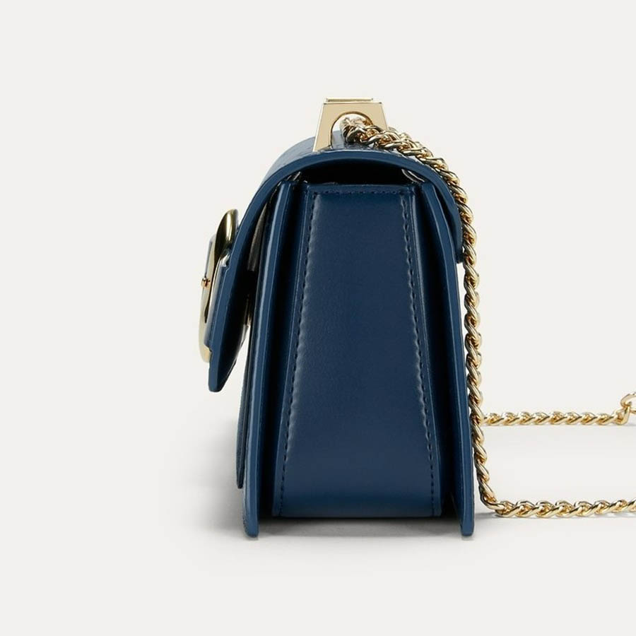 Túi Đeo Chéo Pedro Buckled Croc-Effect Shoulder Bag Màu Xanh Navy