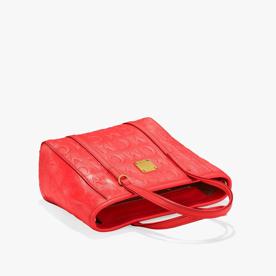 Túi Xách MCM Aren Top-Zip Shopper In MCM Monogram Leather Màu Đỏ Hồng