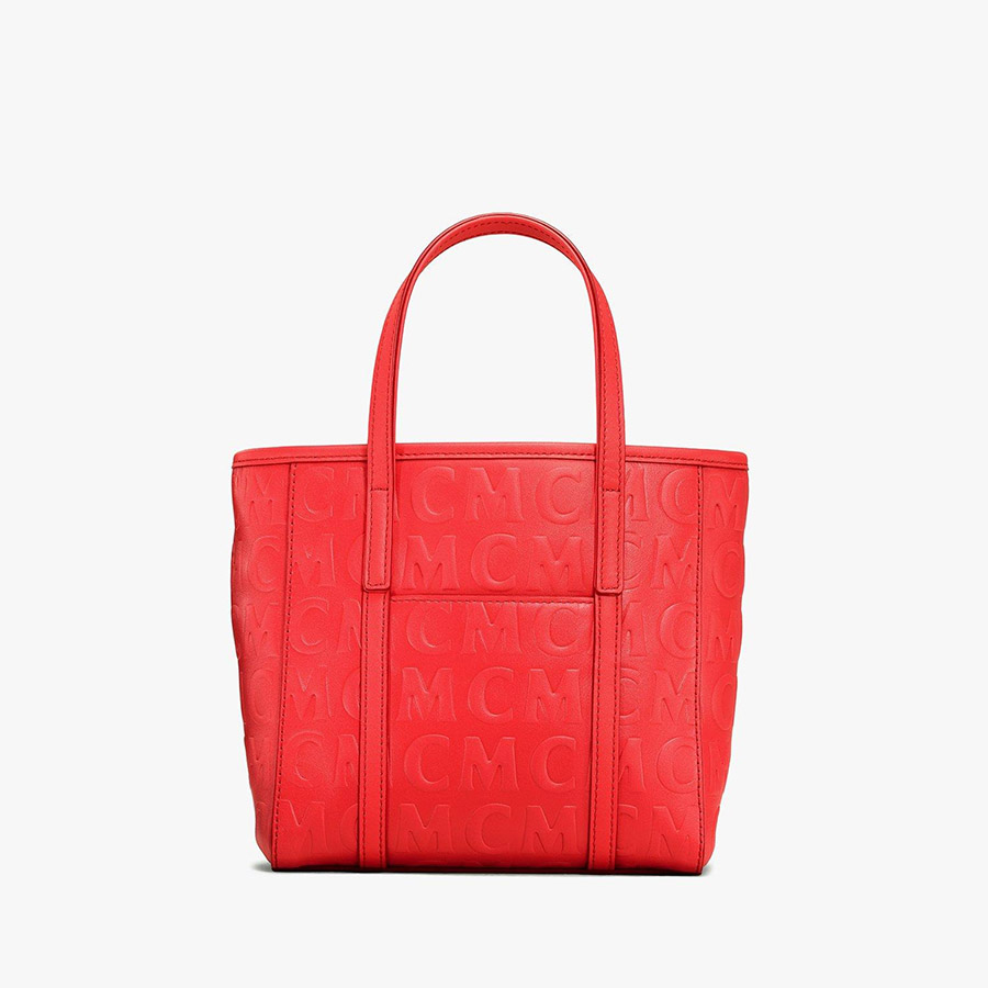 Túi Xách MCM Aren Top-Zip Shopper In MCM Monogram Leather Màu Đỏ Hồng