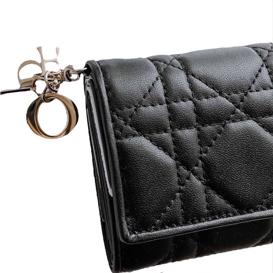 Ví Dior Lady Mini Wallets Kèm Charm Màu Đen