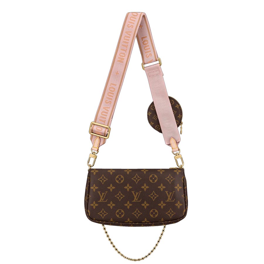 Túi Đeo Chéo Nữ Louis Vuitton LV Multi Pochette Accessoires M44840 Màu Nâu Dây Hồng