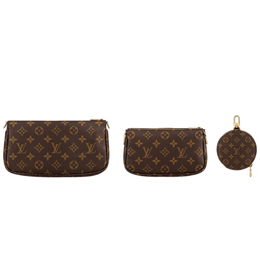 Túi Đeo Chéo Nữ Louis Vuitton LV Multi Pochette Accessoires M44840 Màu Nâu Dây Hồng