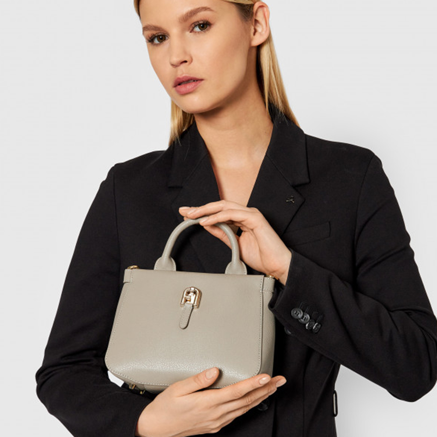 Túi Xách Tay Furla Palazzo Mini Tote Nero Crossbody Bag Màu Xám