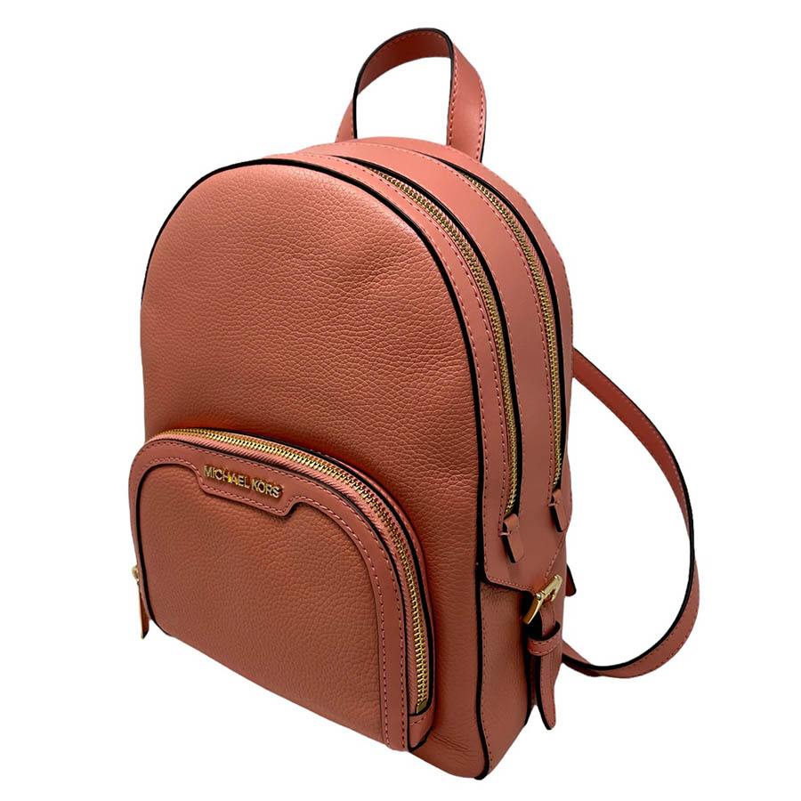 Balo Michael Kors MK Jaycee Medium Zip Pocket Leather Sherbert Màu Nâu Cam