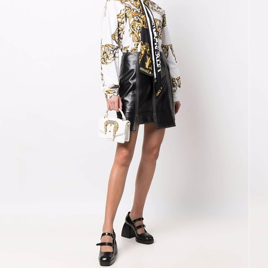Túi Đeo Chéo Nữ  Versace Jeans Couture Mini Baroque Buckle Tote Bag Màu Trắng