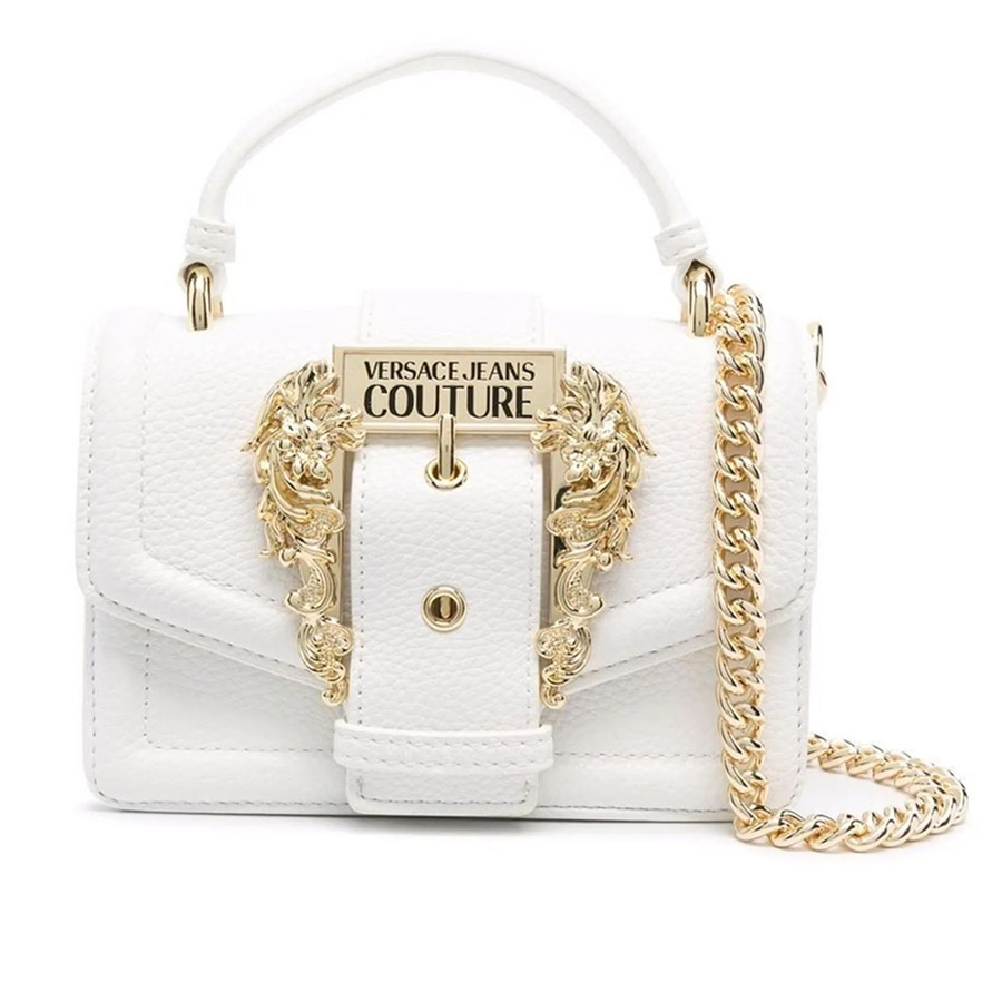 Túi Đeo Chéo Nữ  Versace Jeans Couture Mini Baroque Buckle Tote Bag Màu Trắng