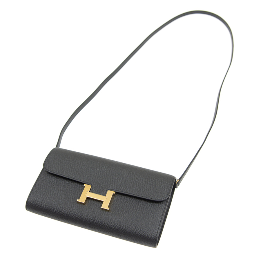 Ví Cầm Tay Nữ Hermès Constance Long Togo Black Ghw Eps Epsom GP Long Lock Wallet Màu Đen