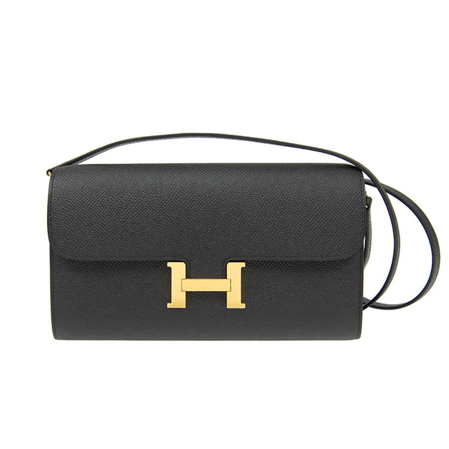 Ví Cầm Tay Nữ Hermès Constance Long Togo Black Ghw Eps Epsom GP Long Lock Wallet Màu Đen