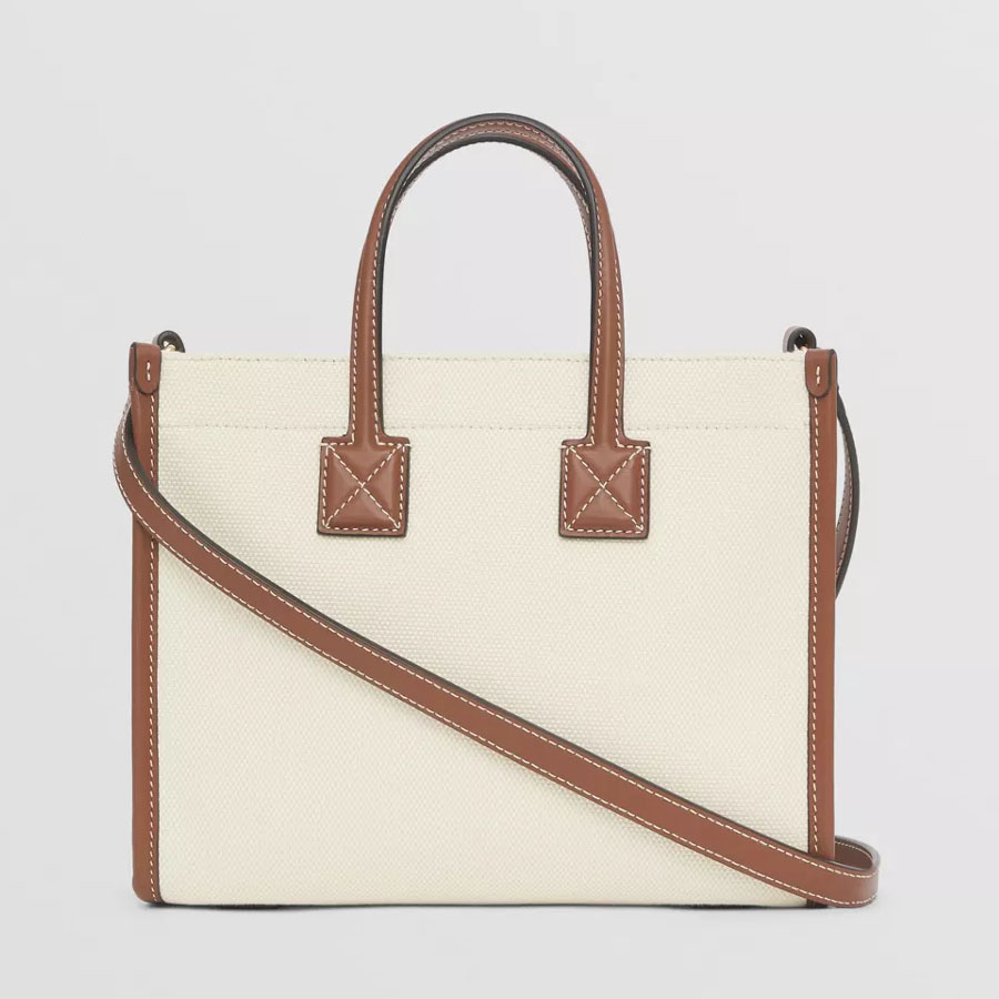 Túi Tote Burberry Mini Two-tone Canvas and Leather Freya Tote Màu Nâu