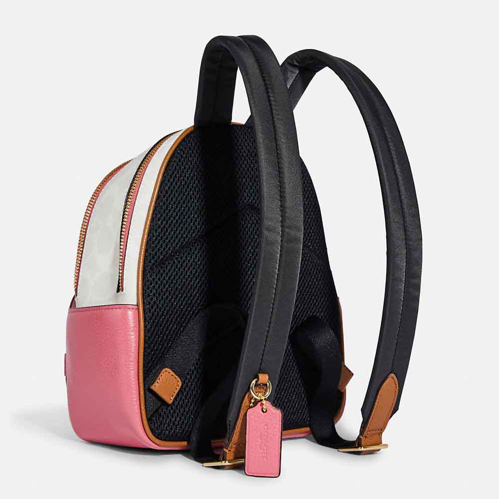 Balo Coach Mini Court Backpack In Signature Canvas With Butterfly Màu Hồng Trắng