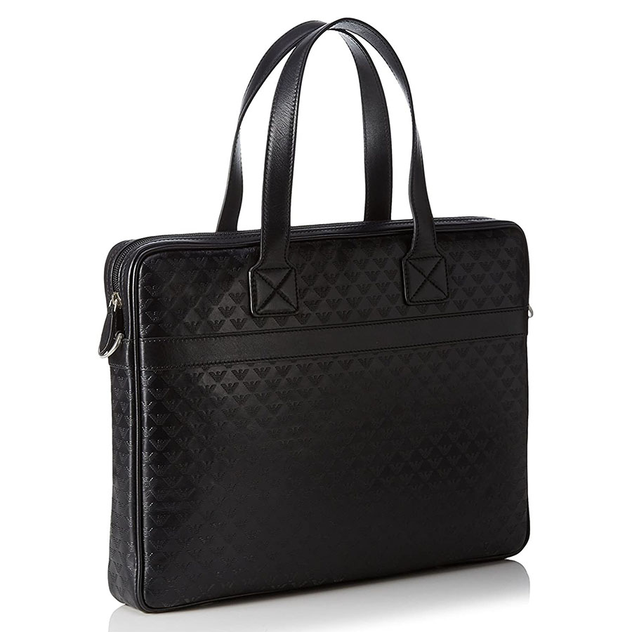 Cặp Xách Tay Nam Emporio Armani Black Logo Embossed Laptop Bag YEM823-YC043-8000 Màu Đen